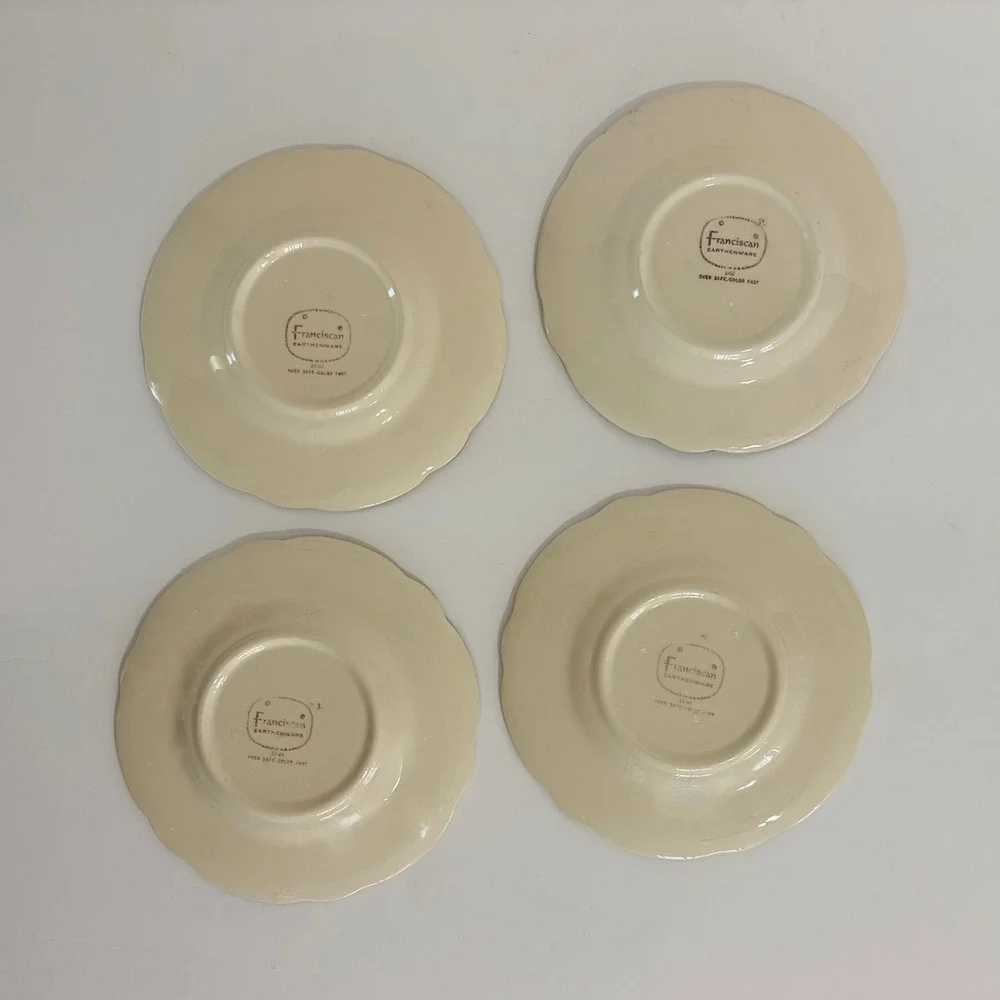 Vintage FRANCISCAN Desert Rose Set‎ of 4 Bread Butter Plates USA Made 6 3/8
